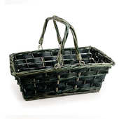 Panier rectangle osier vert fonc&eacute;