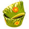 Little felt basket decorated with felt flowers