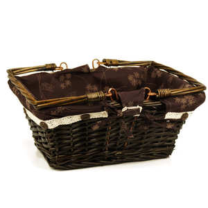 Wicker basket with 2 handles canvas lined