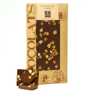 Bovetti chocolats - Milk chocolate with orange peel - chocolate bar