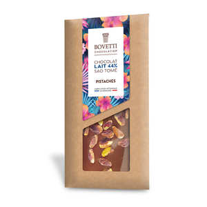 Bovetti chocolats - Milk chocolate with pistachio - chocolate bar
