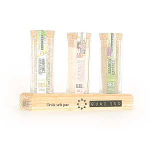 Quai Sud - Wood base for 3 shot glass salt