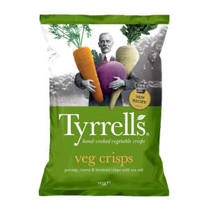 Tyrrells - Chips de l&eacute;gumes - panais, betteraves et carottes l&eacute;g&egrave;rement sal&eacute;es