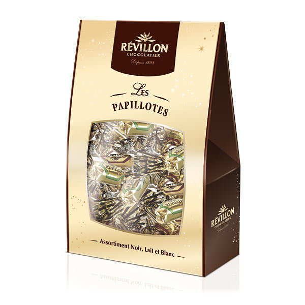 Papillotes Révillon Assortiment Chocolat Noir Lait Et Blanc - Revillon ...