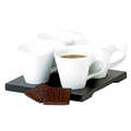 Lot de 4 tasses sur plateau bois