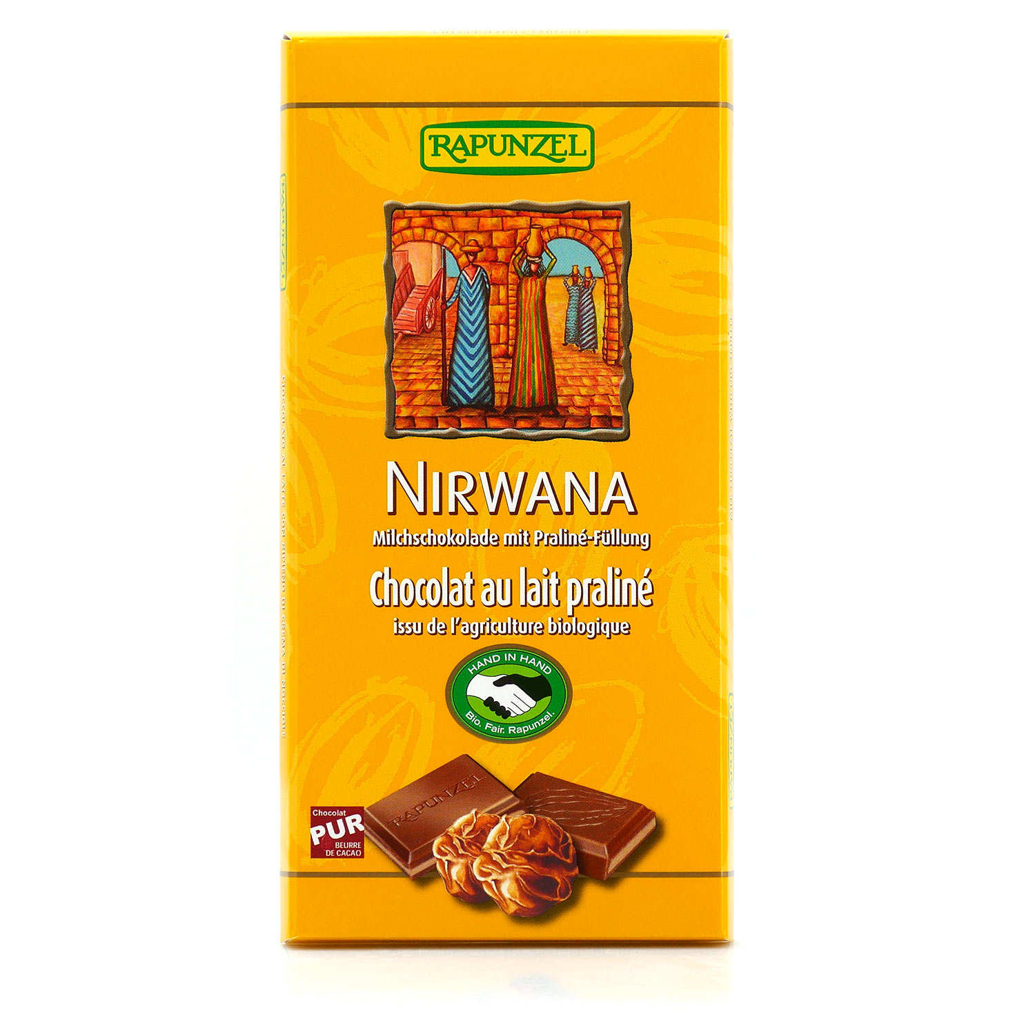 Tablette de chocolat au lait praliné Nirwana bio Rapunzel