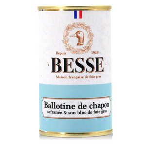 Foie gras GA BESSE - Ballotine de chapon safran&eacute;e et son bloc de foie gras de canard