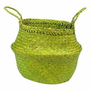 Panier double pliable jonc de mer avec anses couleur Vert