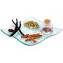 Assiette verre carr&eacute;e compartiment&eacute;e