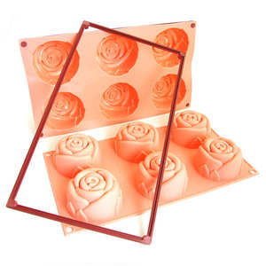 Silikomart - Six rose jelly and cake moulds