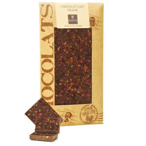 Bovetti chocolats - Tablette chocolat au lait fraise Bovetti chocolats - Tablette chocolat au lait fraise