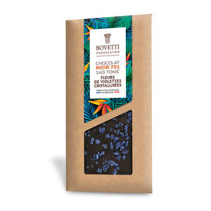 Bovetti chocolats - Tablette chocolat noir fleur de violette Bovetti chocolats - Tablette chocolat noir fleur de violette