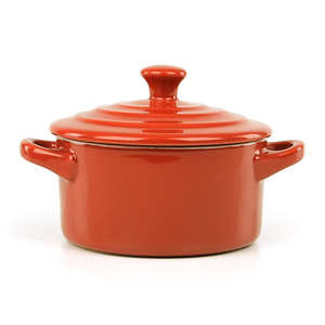 4 mini cocottes red ceramic
