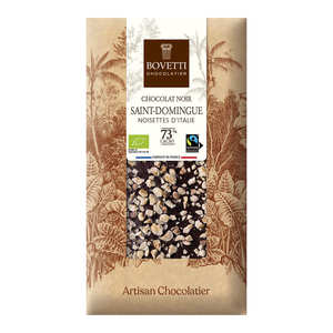 Bovetti chocolats - Tablette chocolat noir Bio noisette