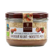 Bovetti chocolats - V&eacute;ritable p&acirc;te &agrave; tartiner bio &agrave; noisette chocolat au lait sans huile de palme