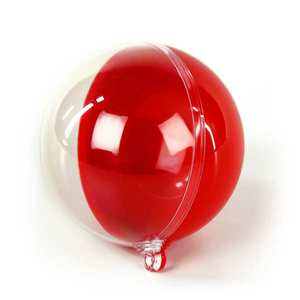 Clear and cherry plastic ball favour box - Diam&egrave;tre 8 cm