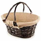 Grand panier osier marron habill&eacute; de tissu