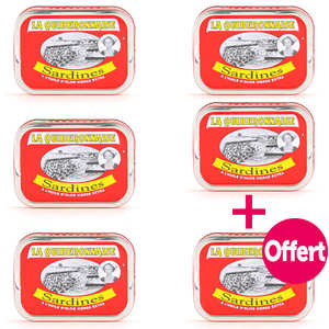 La quiberonnaise - Sardines à l'huile d'olive millésimées 5+1 offerte La quiberonnaise - Sardines à l'huile d'olive millésimées 5+1 offerte