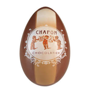 Chapon chocolatier - Oeuf de P&acirc;ques - Chocolat au lait d&eacute;cor&eacute; - 14cm
