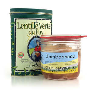 Duo : jambonneau de Loz&egrave;re et lentilles vertes du Puy AOC