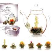 Creano - Coffret th&eacute;i&egrave;re et 6 fleurs de th&eacute; noir