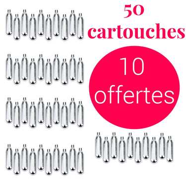 40 cartouches de CO2 + 10 offertes - Pour soda et eau de seltz 40 cartouches de CO2 + 10 offertes - Pour soda et eau de seltz