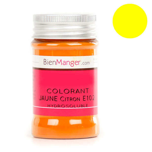 Colorant alimentaire jaune citron E102 - Poudre hydrosoluble - BienManger  Arômes & Colorants