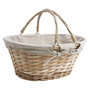 Grand panier oval osier naturel habillé de tissu beige