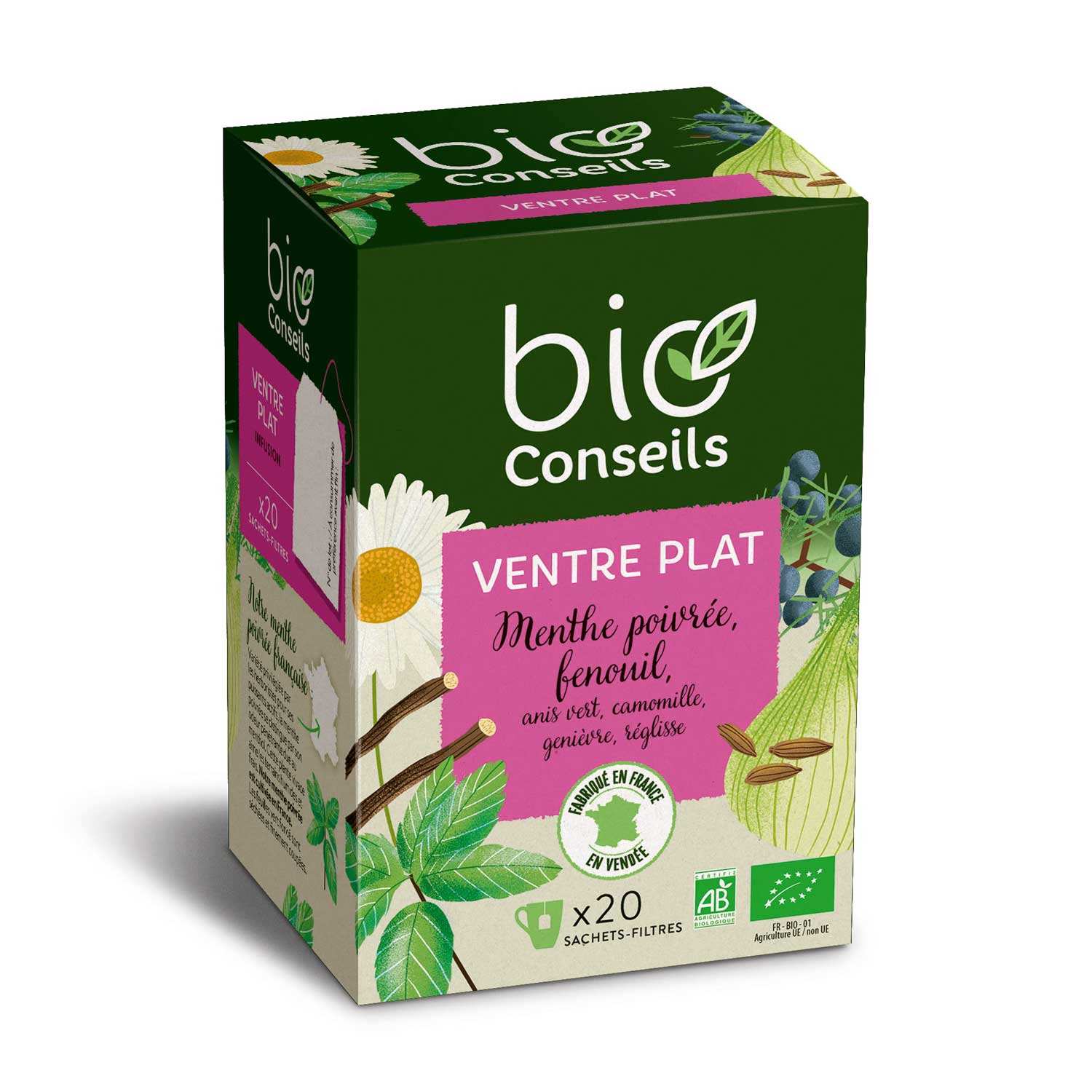 Infusion Ventre Plat Bio (menthe poivrée, fenouil...) Bio Conseils