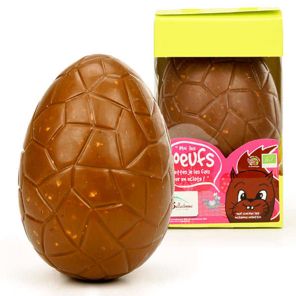 Organic milk chocolate and hazelnuts egg Belledonne Chocolatier