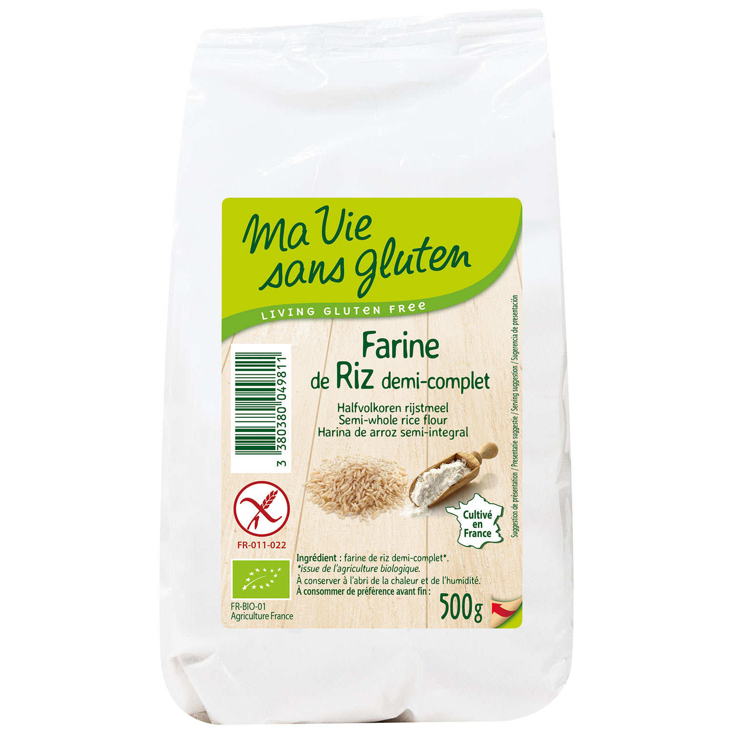 Farine de riz demi-complète bio garantie sans gluten - Ma vie sans gluten