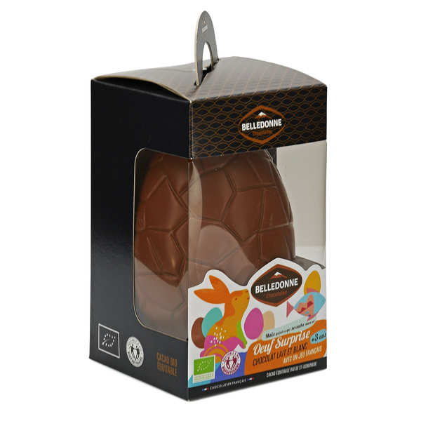 Oeufs surprises en chocolat au lait et blanc 20g - Etui de 3