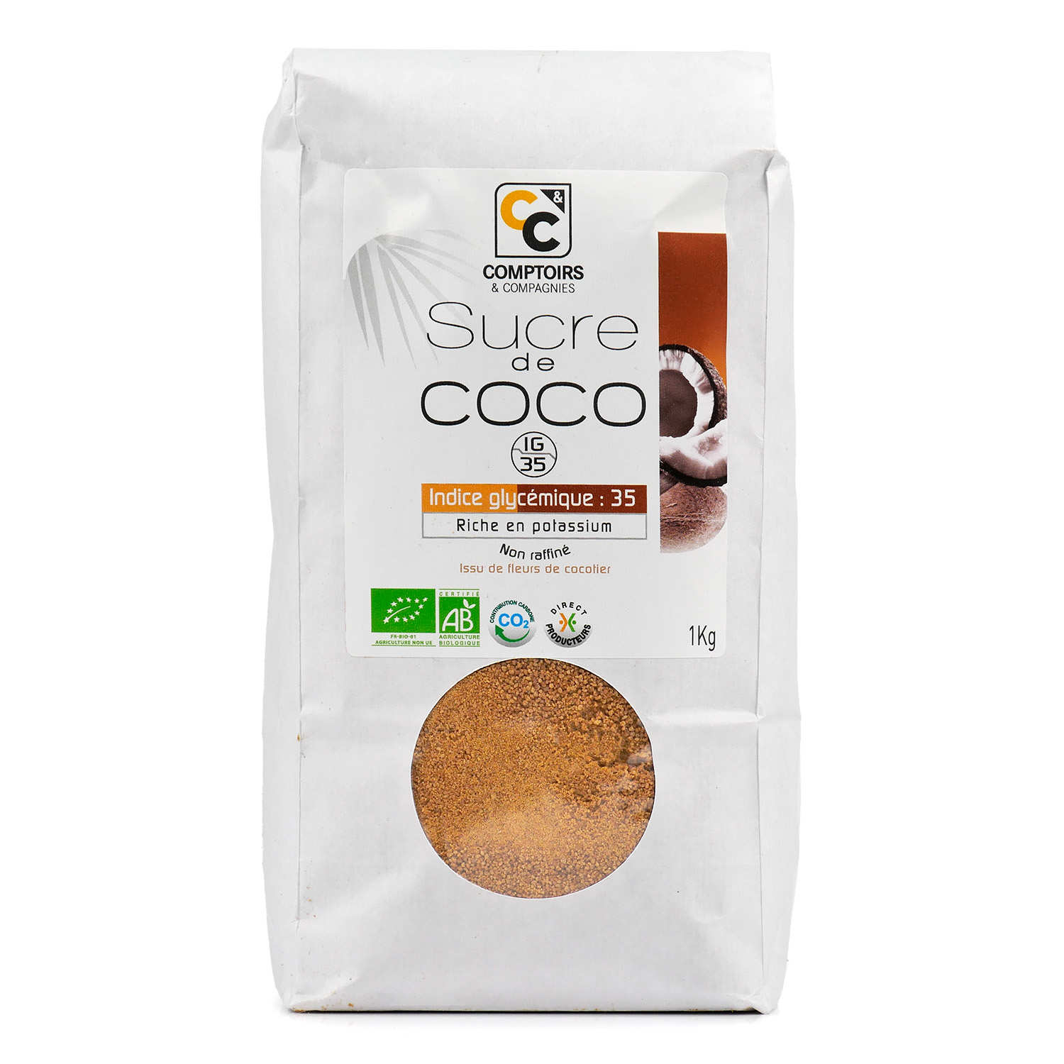Sucre de coco en poudre bio - 1kg, Ecoidées