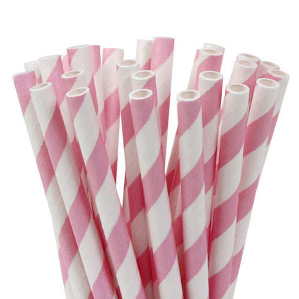 20 pailles rayées - blanc et rose - 20 pailles
