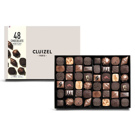 Assortment of 48 dark and milk chocolates by Cluizel