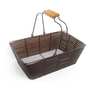 Woven brown basket in metal and synthetic wicker