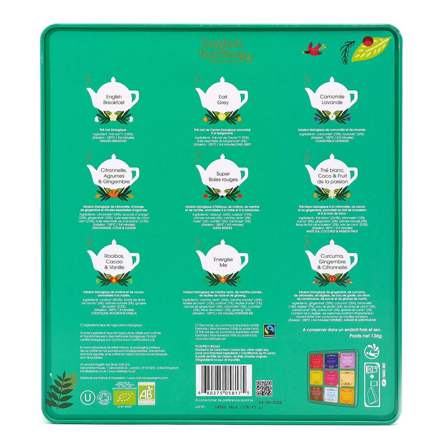 Coffret à thé Royaume des thés - Label Emmaüs