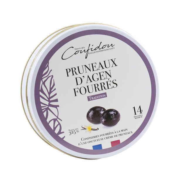 Pruneaux d'Agen fourrés d'une crème de pruneaux - Coufidou - Boîte métal de 325g