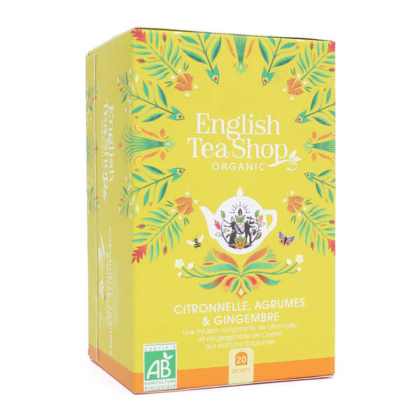 Infusion citronnelle, gingembre, agrumes bio en sachets - boite 20 infusettes