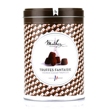 Chocolate & Cocoa Nibs Truffles in tin box Chocolate & Cocoa Nibs Truffles in tin box