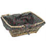Panier gris en osier rectangulaire habillé de tissu