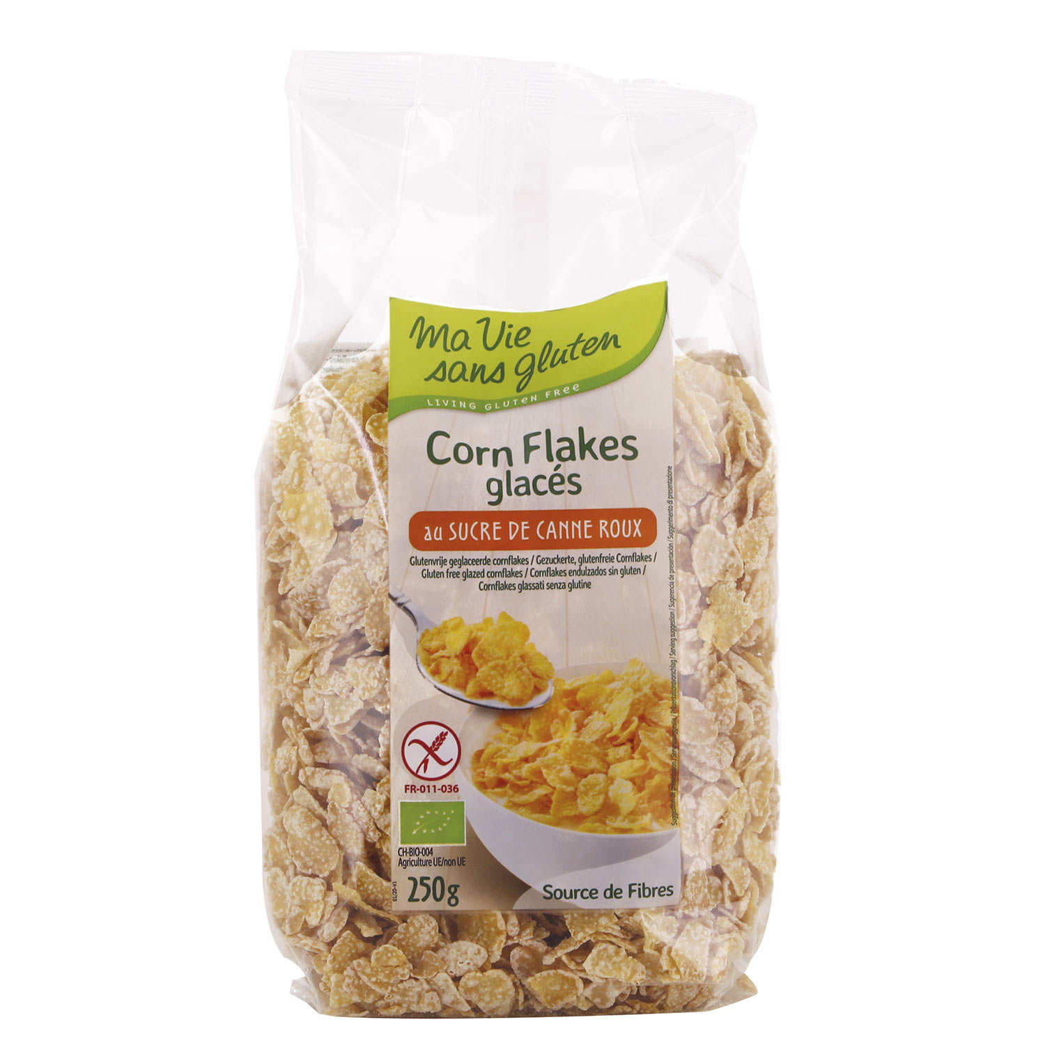 Organic Corn flakes with raw cane sugar gluten free Ma vie sans gluten