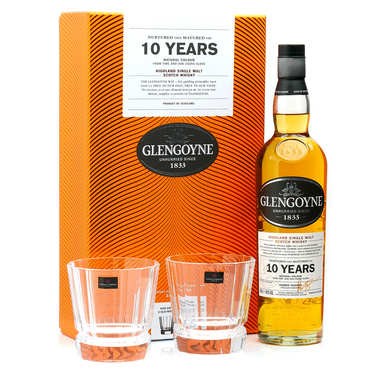 Whisky Glengoyne 10 ans single malt coffret 2 verres old fashioned 40% Whisky Glengoyne 10 ans single malt coffret 2 verres old fashioned 40%