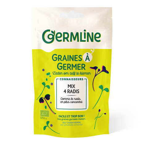 Kit Découverte Germination GERM'LINE - Germoir En Verre + 3 Sachets Graines Bio (Alfalfa, Fenugrec, Radis), Fabrication Française