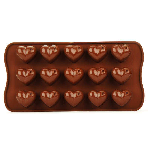 Moule silicone pour chocolat - coeurs - planche de 15 coeurs