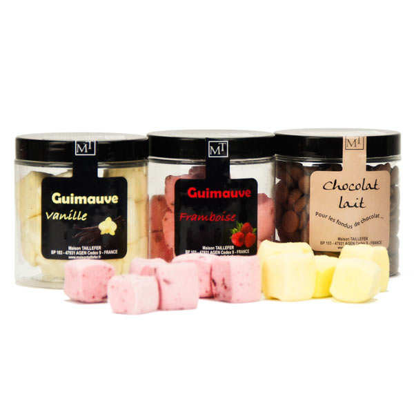 Trio fondue: framboise, vanille et chocolat au lait - 3 pots de 100g