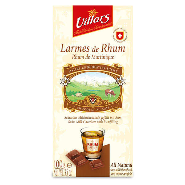 Milk Chocolate with Tears of Martinique Rum Villars maître chocolatier