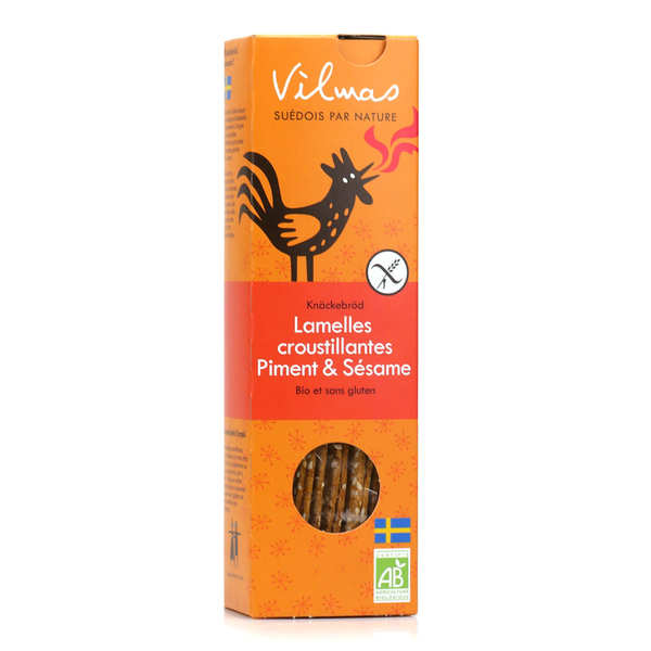 Lamelles de pain croustillant bio chili sésame sans gluten - boite 120g