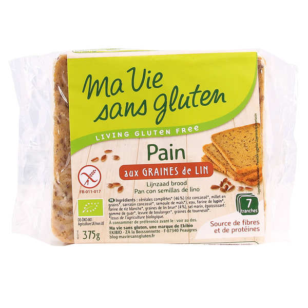 Pain bio aux graines de lin - sans gluten - Sachet de 375g