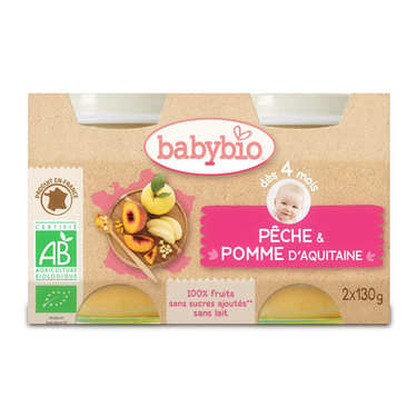 Organic Peach and Apple Baby food jar from 4 months Organic Peach and Apple Baby food jar from 4 months